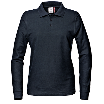 Poloshirt long sleeve ladies, NAVY