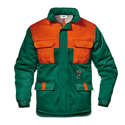Chainsaw prot jacket class 1-180°, BOTTLE GREEN/ORANGE