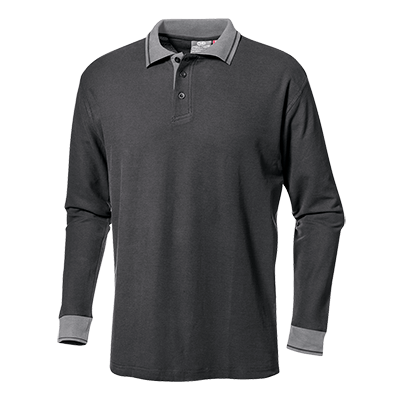 PIQUET polo shirt long sleeve, ANTHRACITE/GREY