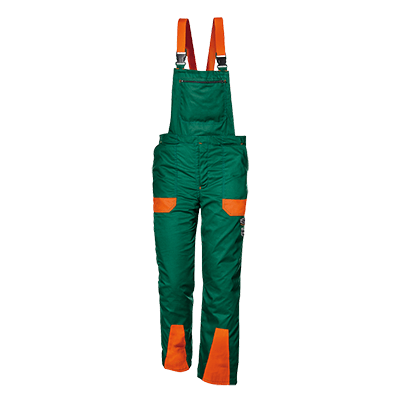 Chainsaw prot bib-trousers cl.2-180°, GREEN