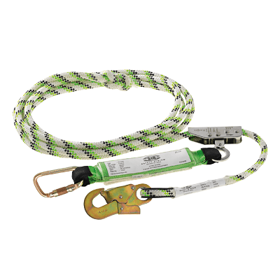 Block w/shock absorber+kernm rope 15m