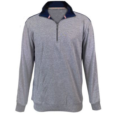 Sweatshirt zipped collar GD, MELANGE GREY