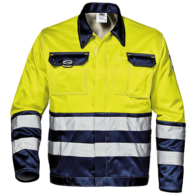 VELVET COLOR short jacket, HI-VIS YELLOW/BLUE