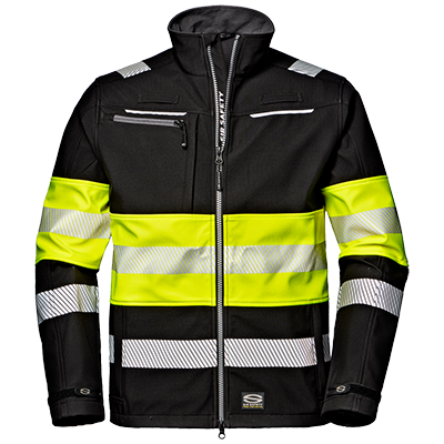 CONTRAST SOFTSHELL, BLACK/HI-VIS YELLOW