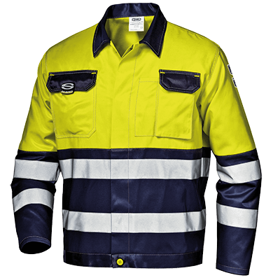 MISTRAL COLOR short jacket, HI-VIS YELLOW/BLUE