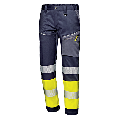 CONTRAST trousers, BLUE/HI-VIS YELLOW