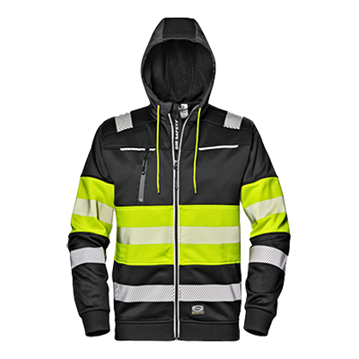 CONTRAST sweatshirt, BLACK/HI-VIS YELLOW
