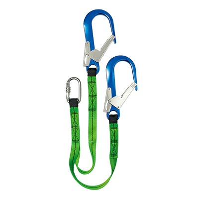 Forked webbing lanyard with 3 carabiners