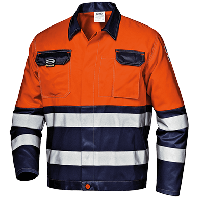 MISTRAL COLOR short jacket, HI-VIS ORANGE/BLUE
