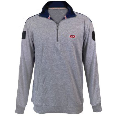 Sweatshirt zipped collar GD w/embroidery, MELANGE GREY