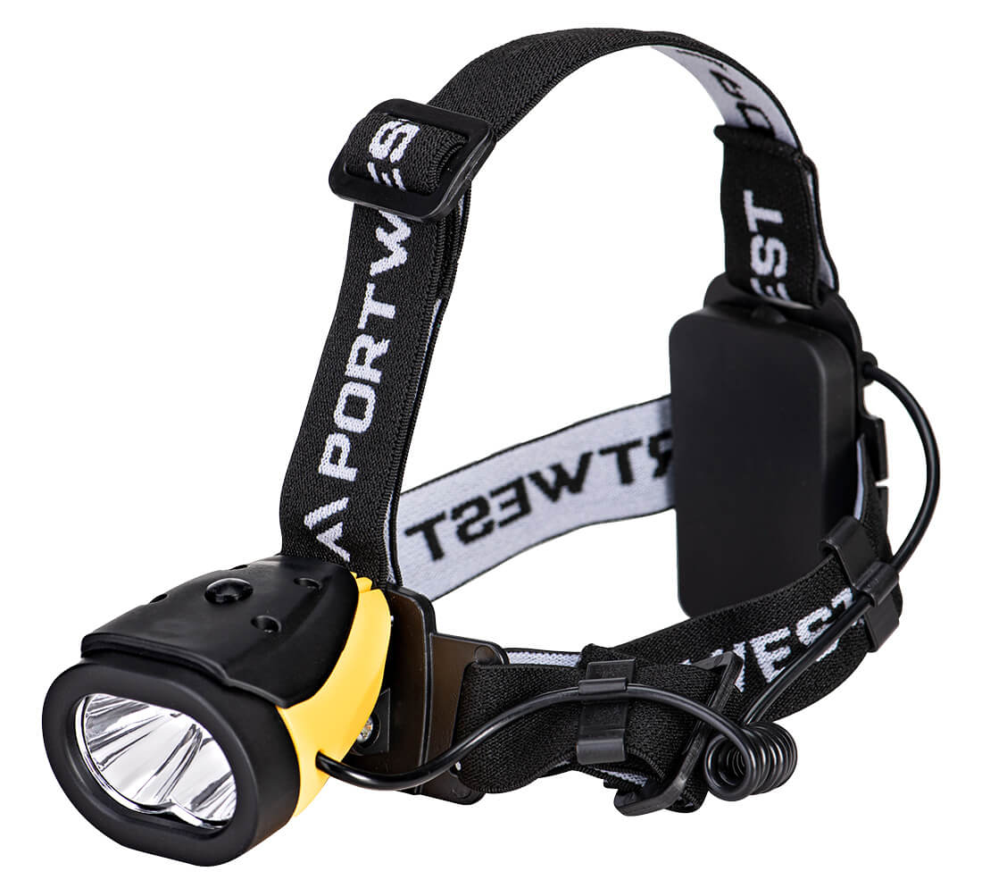 Latarka czołowa Dual Power Portwest — Żółty/Czarny