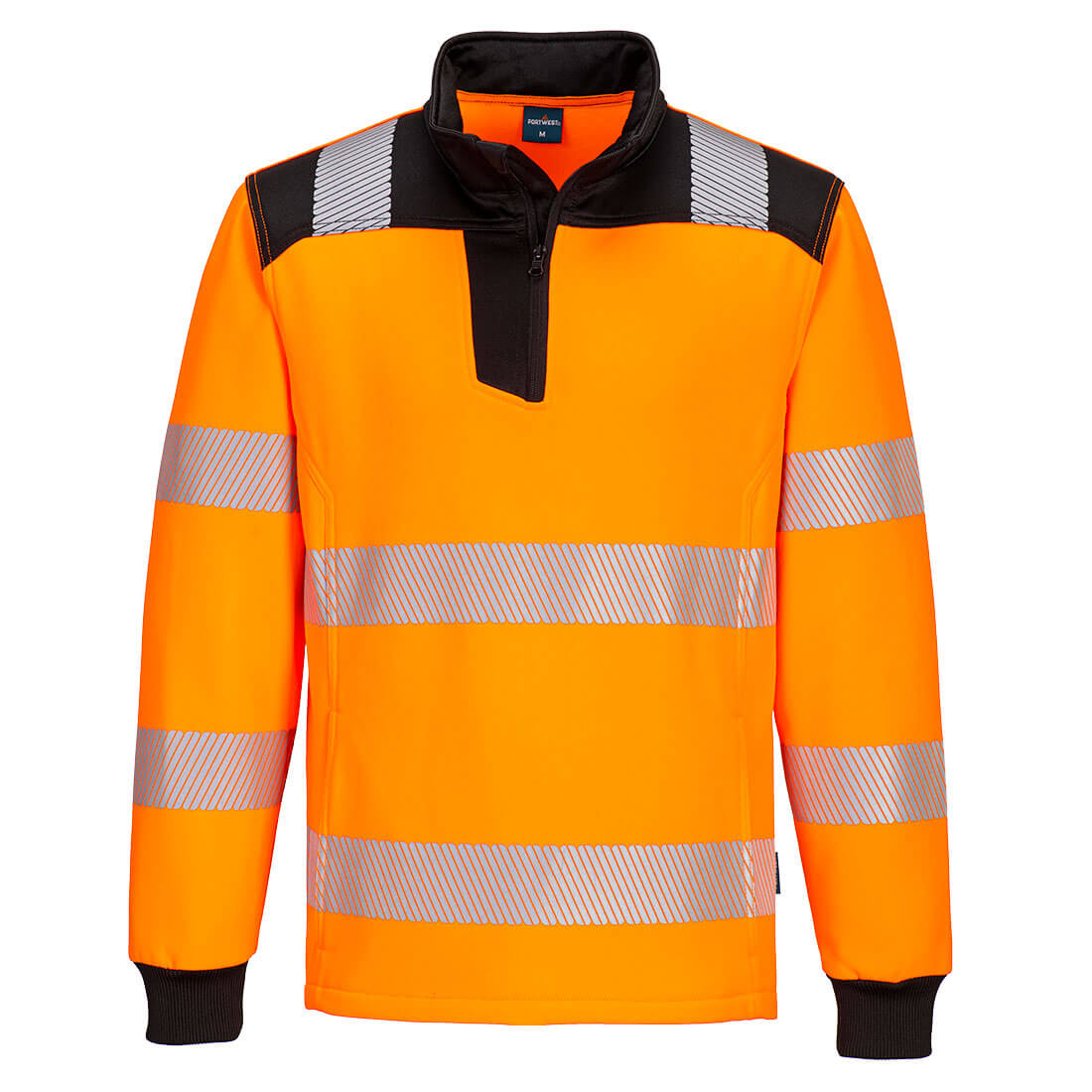 Bluza ostrzegawcza PW3 z zamkiem 1/4 — Pomarańczowy/Czarny