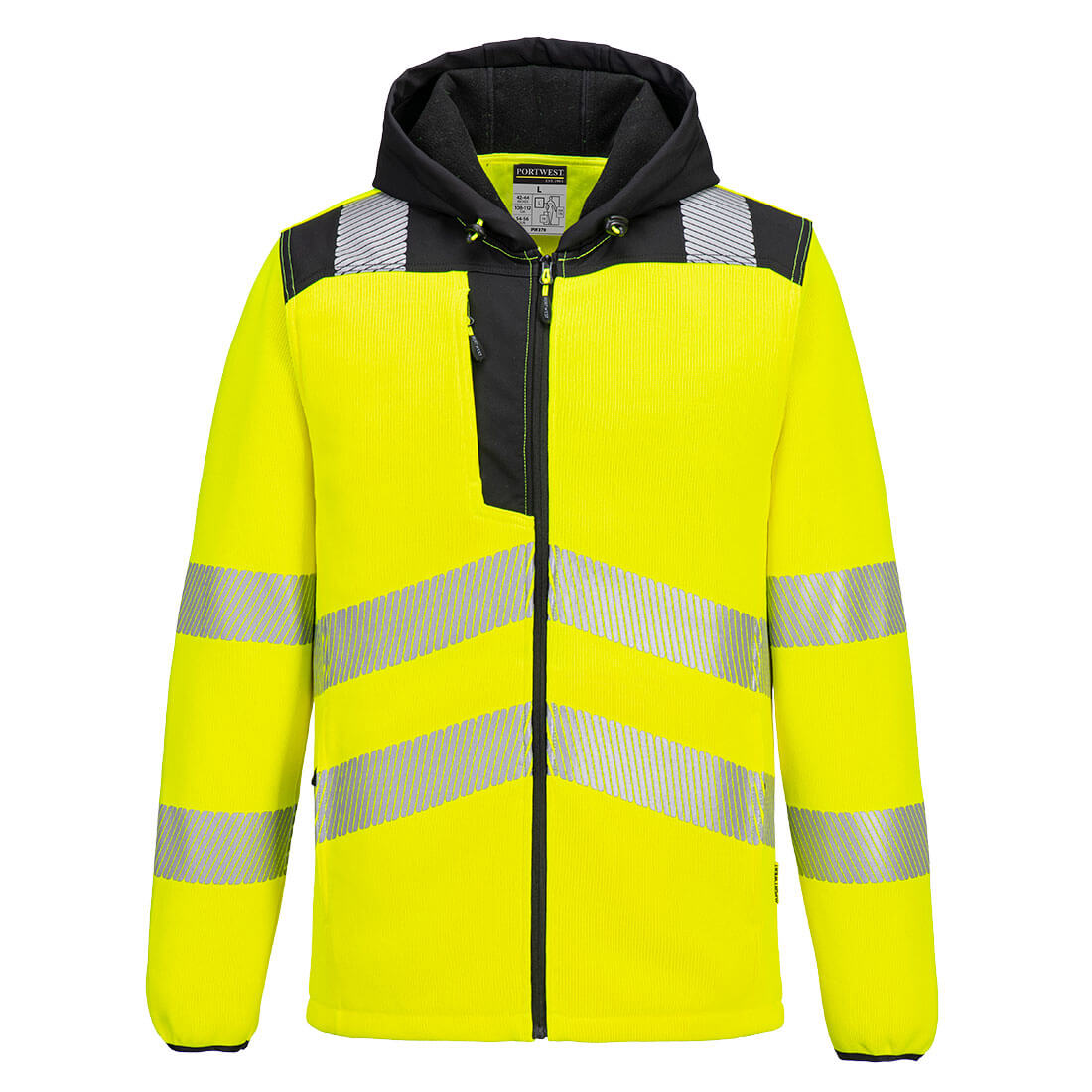 Ostrzegawczy polar z kapturem PW3 — Żółty/Czarny