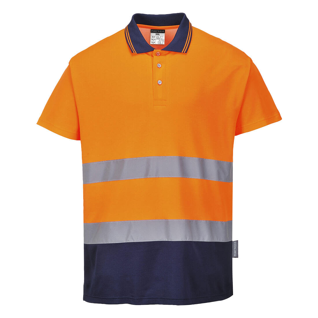 Koszulka polo dwukolorowa Cotton Comfort — Pomarańczowy/Granat