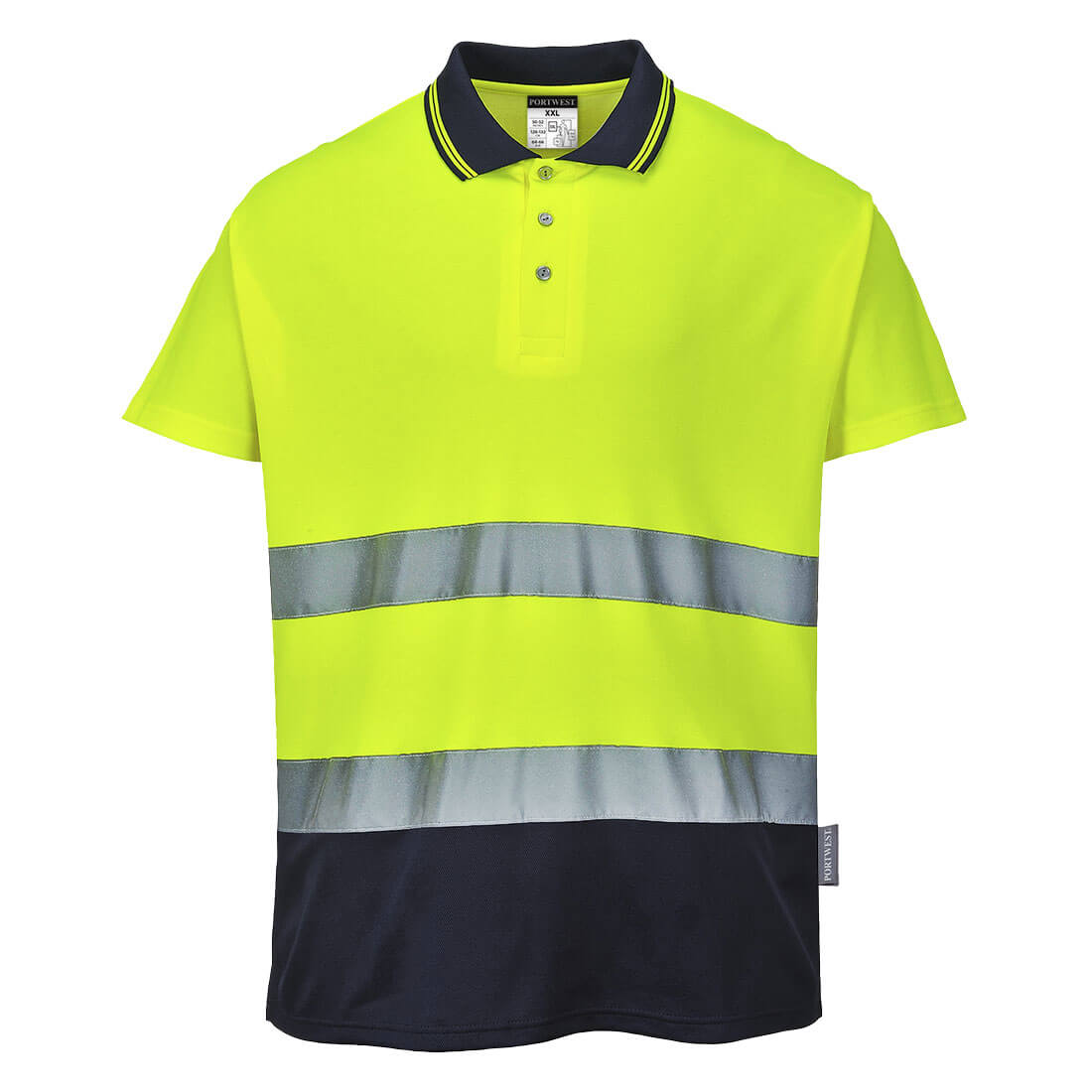 Koszulka polo dwukolorowa Cotton Comfort — Żółty/Granatowy
