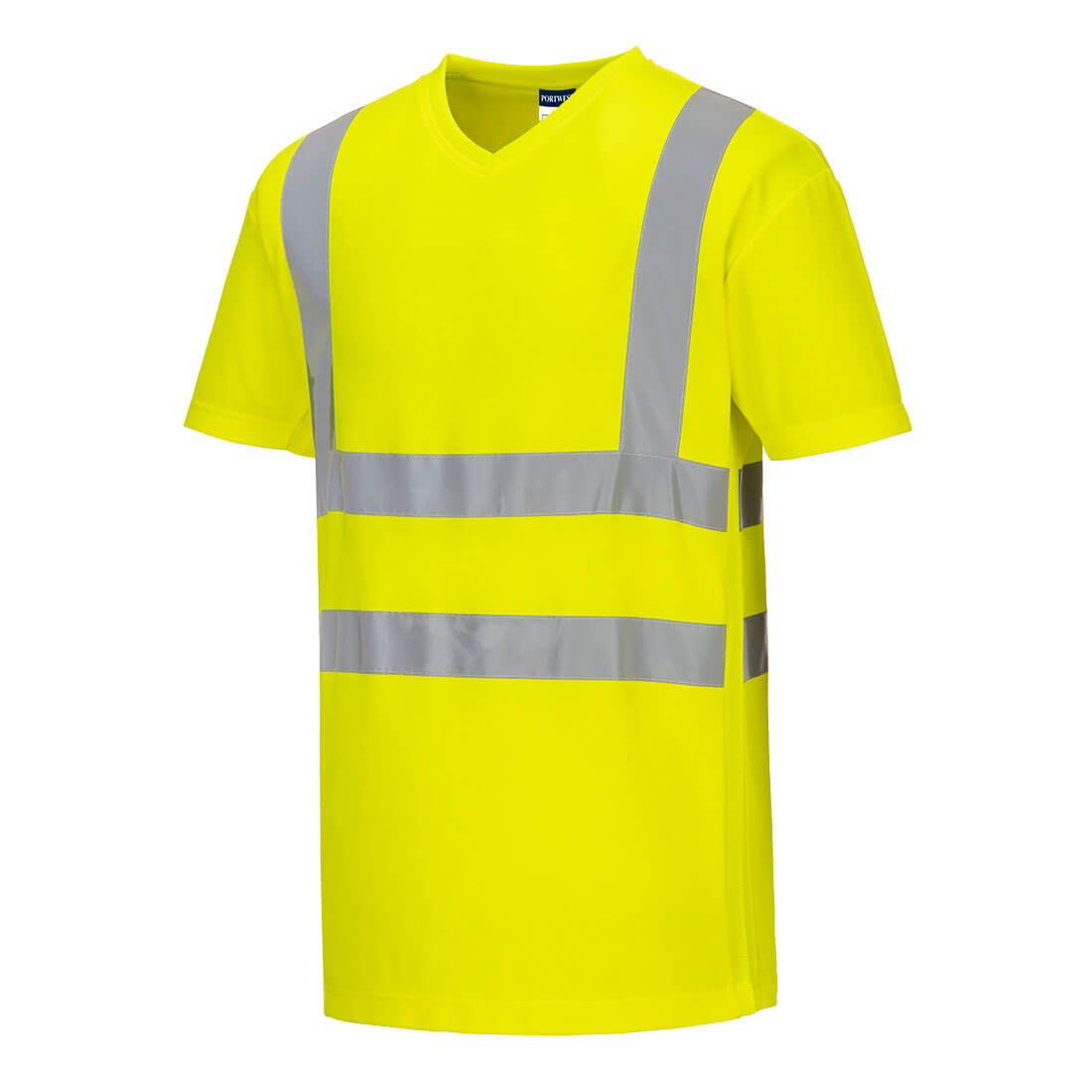 T-SHIRT W SEREK ZE WSTAWKAMI Z SIATKI — Żółty