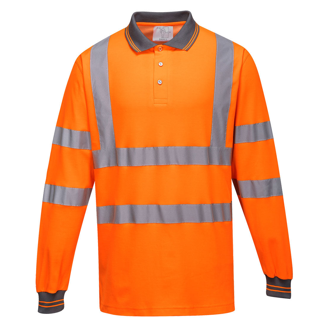 Koszulka polo ostrzegawcza Cotton Comfort z długimi rękawami — Pomarańczowy