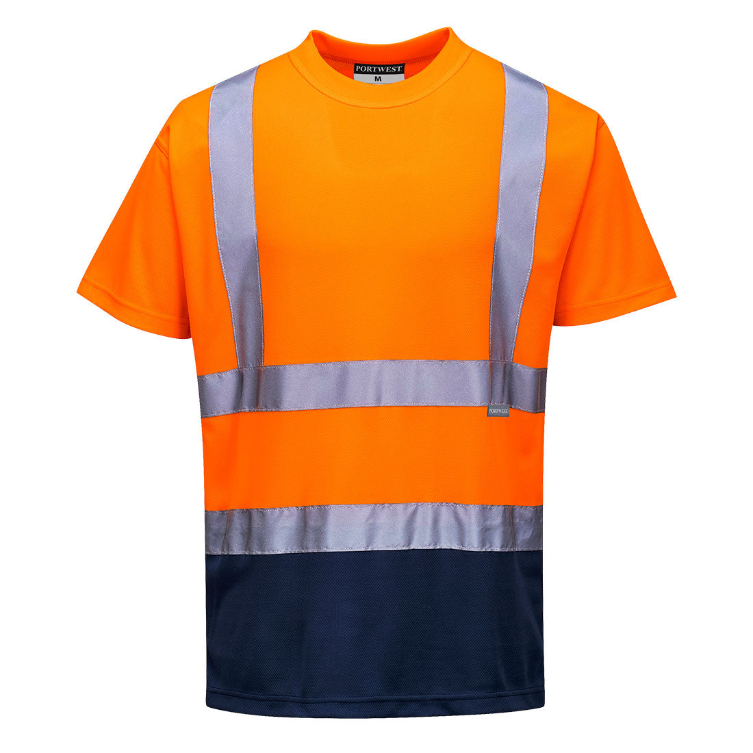 T-shirt ostrzegawczy dwukolorowy — Pomarańczowy/Granat
