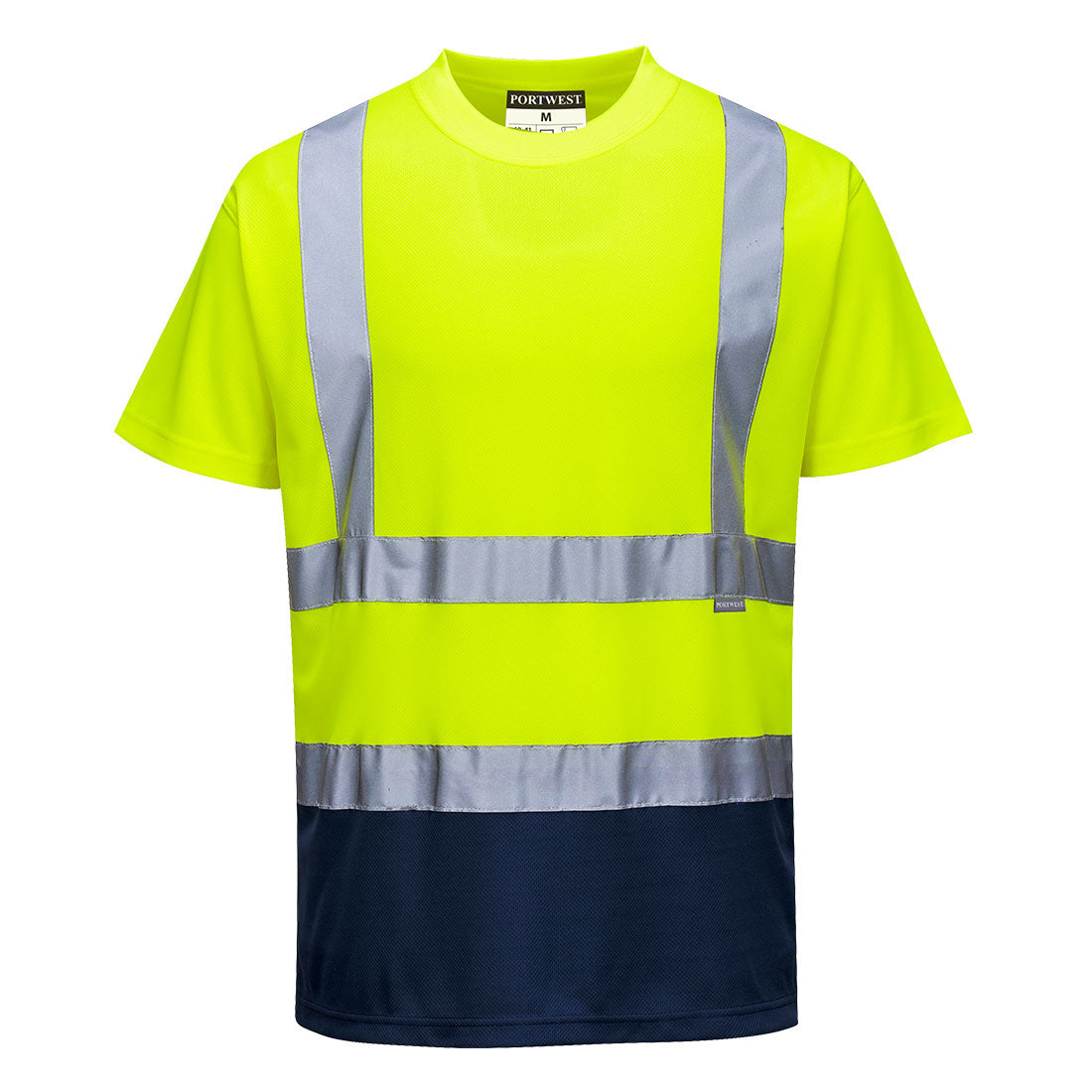 T-shirt ostrzegawczy dwukolorowy — Żółty/Granatowy