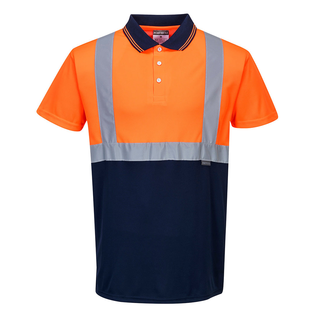 Dwukolorowa koszulka ostrzegawcza polo — Pomarańczowy/Granat