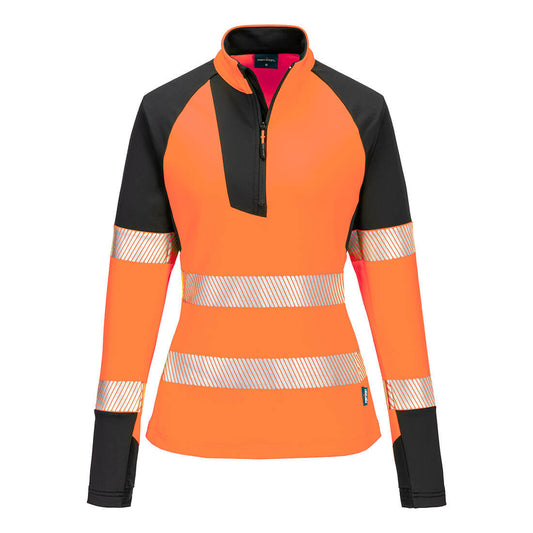 Damen Warnschutz-Sweatshirt PW3 mit 1/4-Reißverschluss