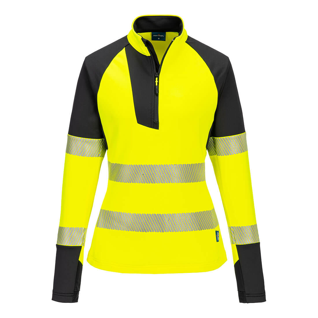 Damen Warnschutz-Sweatshirt PW3 mit 1/4-Reißverschluss